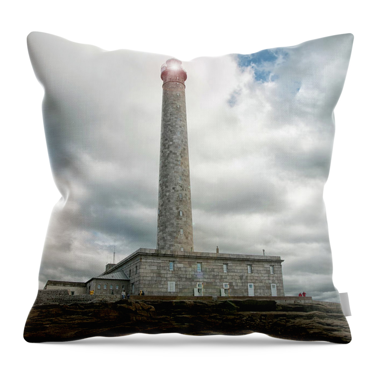 Lighthouse Throw Pillow featuring the photograph Gatteville Lighthouse 1 by Lisa Chorny
