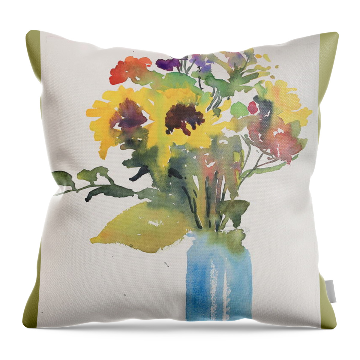 Flowers Throw Pillow featuring the painting Gay Bouquet by Elizabeth Carr
