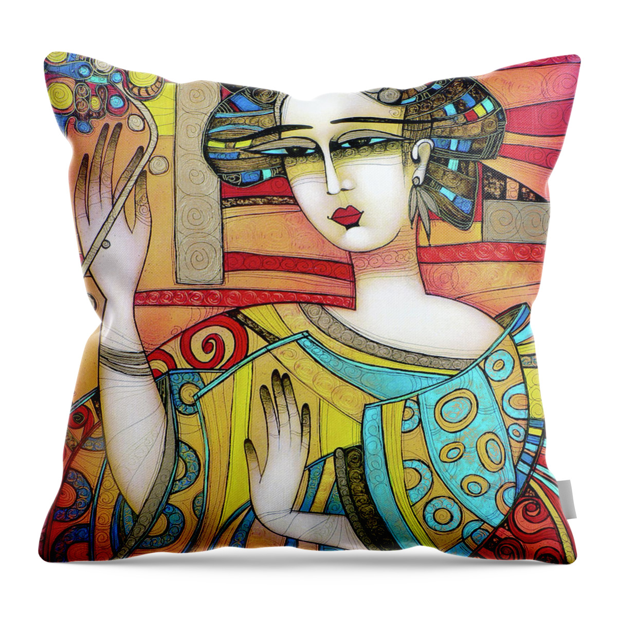Albena Throw Pillow featuring the painting Geisha by Albena Vatcheva
