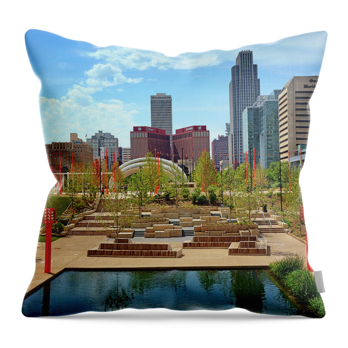 Omaha Throw Pillow featuring the photograph Gene Leahy Mall - Omaha Nebraska - 2022 by Nikolyn McDonald