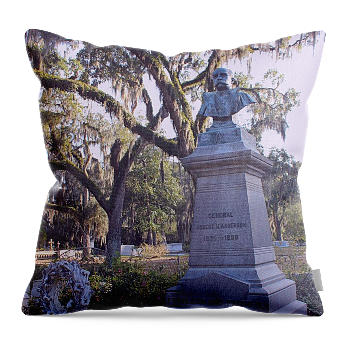 Cemetery Throw Pillow featuring the photograph General Anderson by Lee Darnell