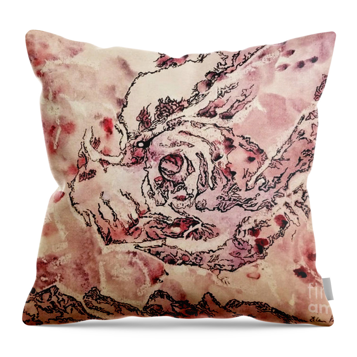 Abstract Throw Pillow featuring the painting Genesis by Eileen Kelly