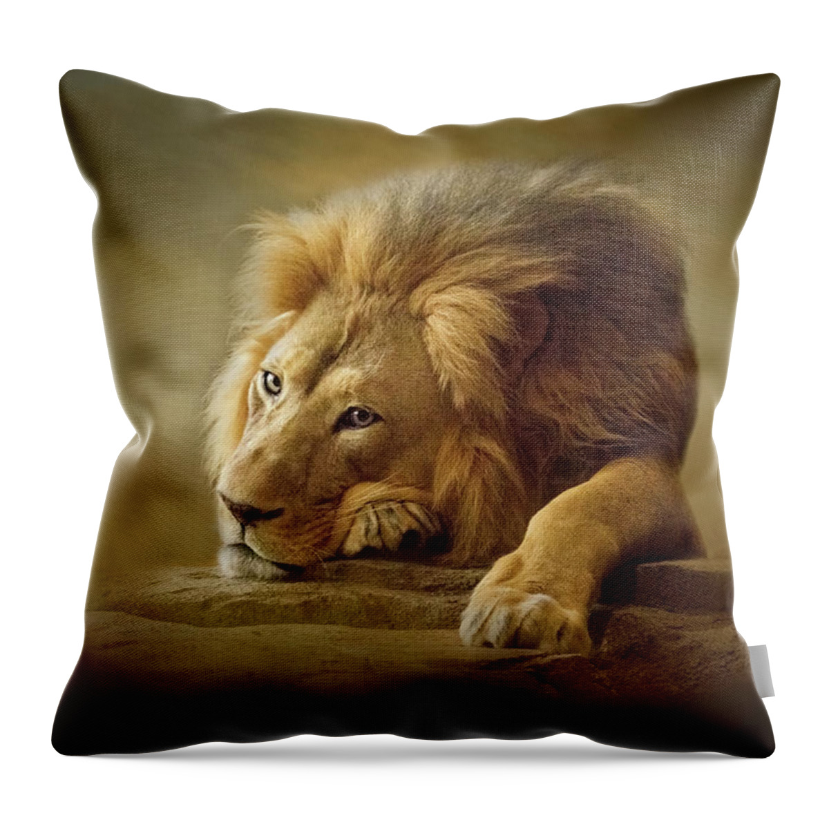 Lion Throw Pillow featuring the digital art Gentle Soul by Nicole Wilde