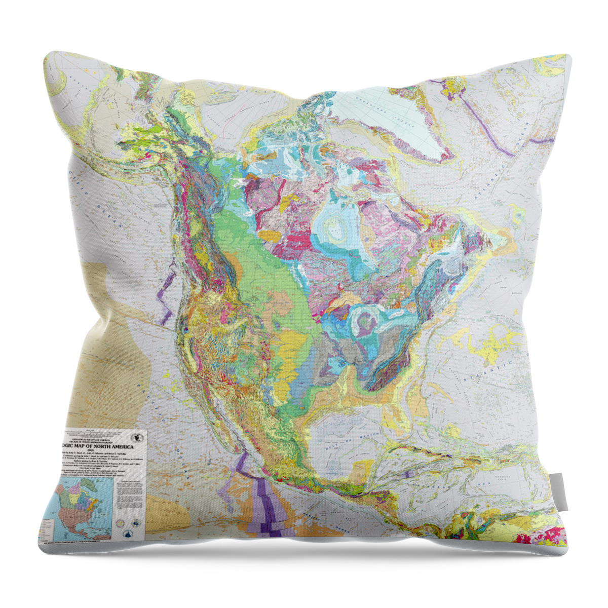 Map Throw Pillow featuring the digital art Geologic Map of North America by Usgs