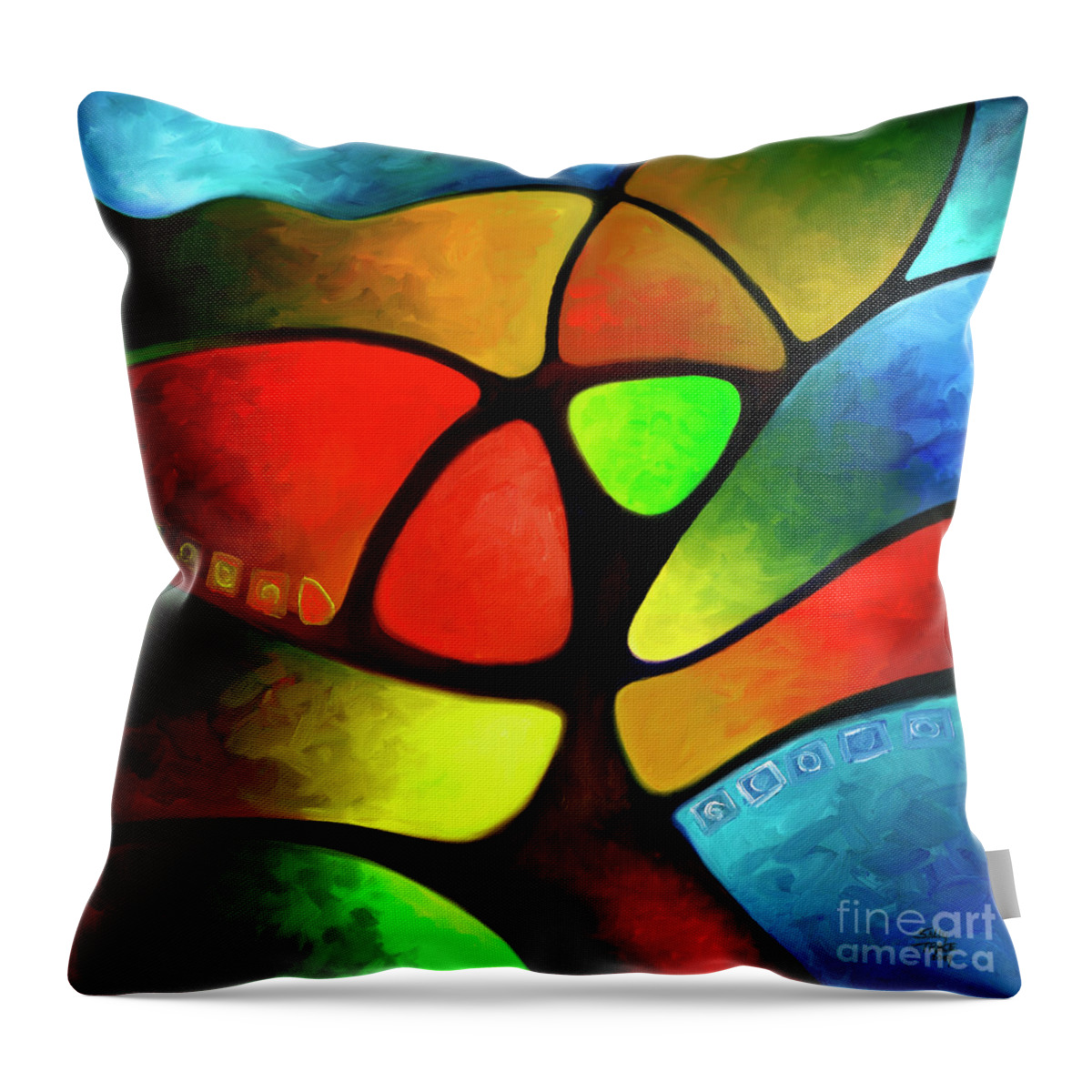 Tree Throw Pillow featuring the painting Geometree by Sally Trace