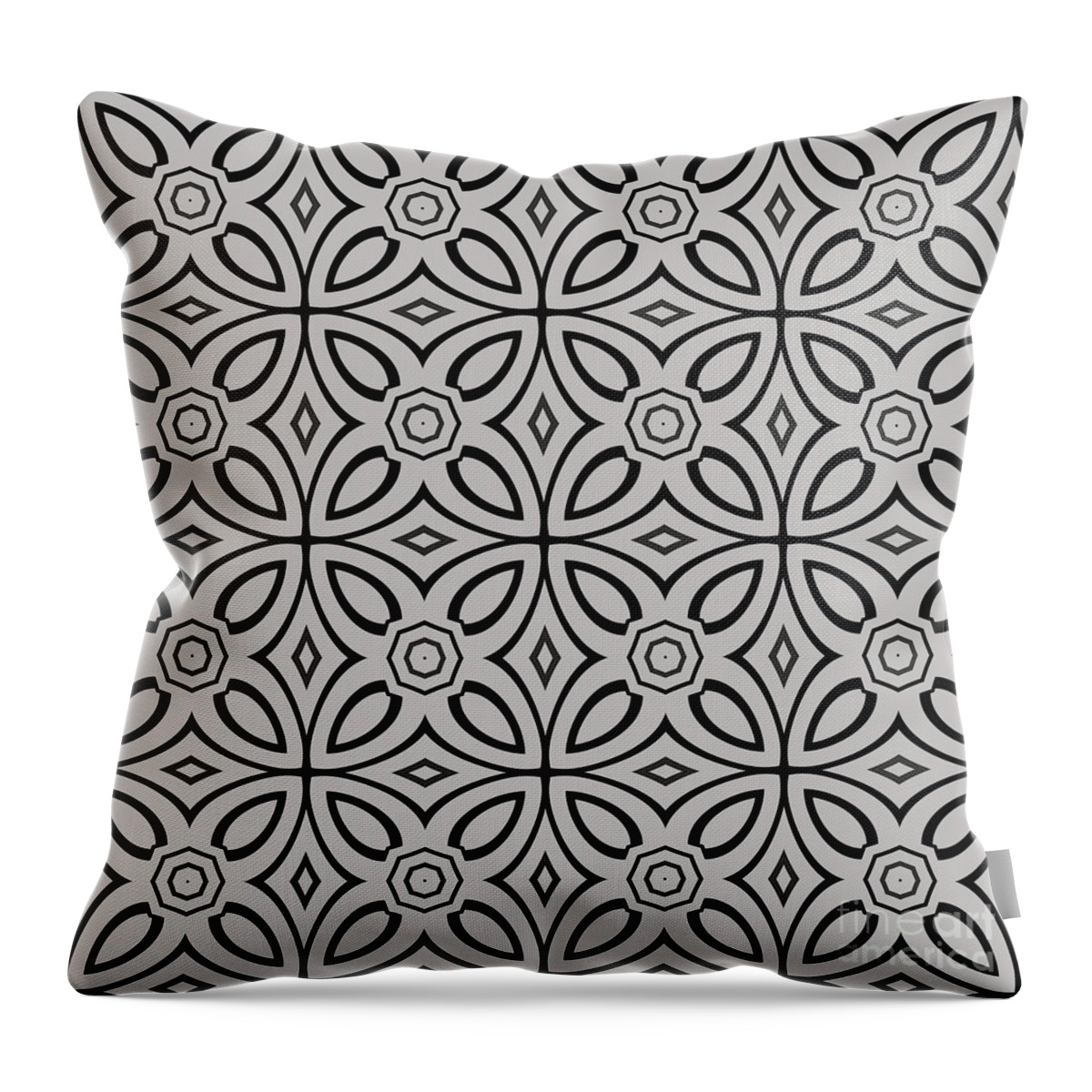 Patterns Throw Pillow featuring the digital art Geometric Designer Patter 395 - Grey Black by Philip Preston