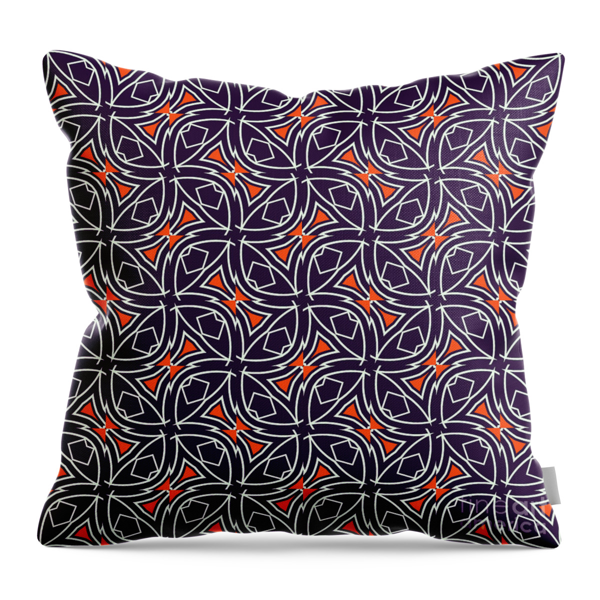 Patterns Throw Pillow featuring the digital art Geometric Designer Pattern 2804 - Black Orange by Philip Preston