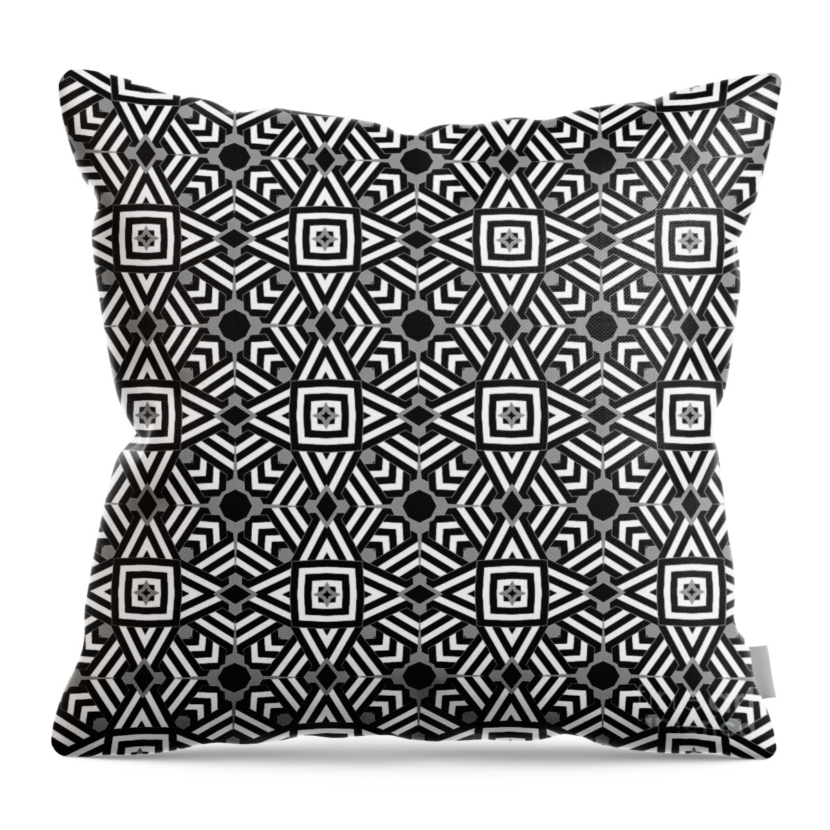 Pattern Throw Pillow featuring the digital art Geometric Designer Pattern 721 -Grey Black by Philip Preston