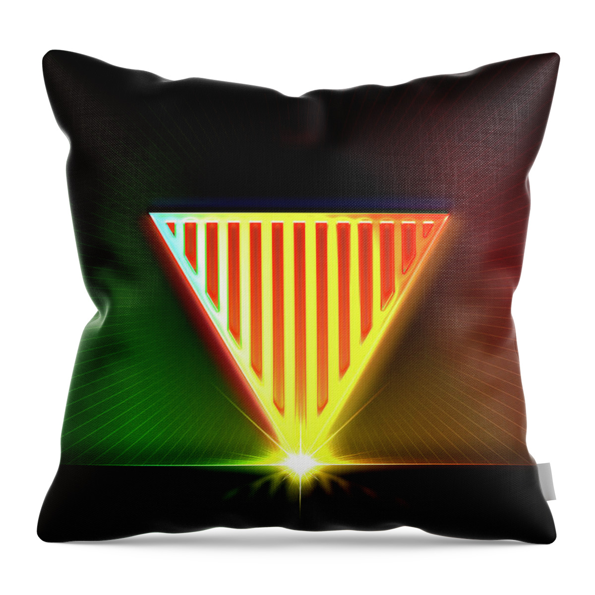 Neon Throw Pillow featuring the painting Geometric Glyph and Sigil Art Neon Watermelon Green and Yellow n.2408 by Holy Rock Design