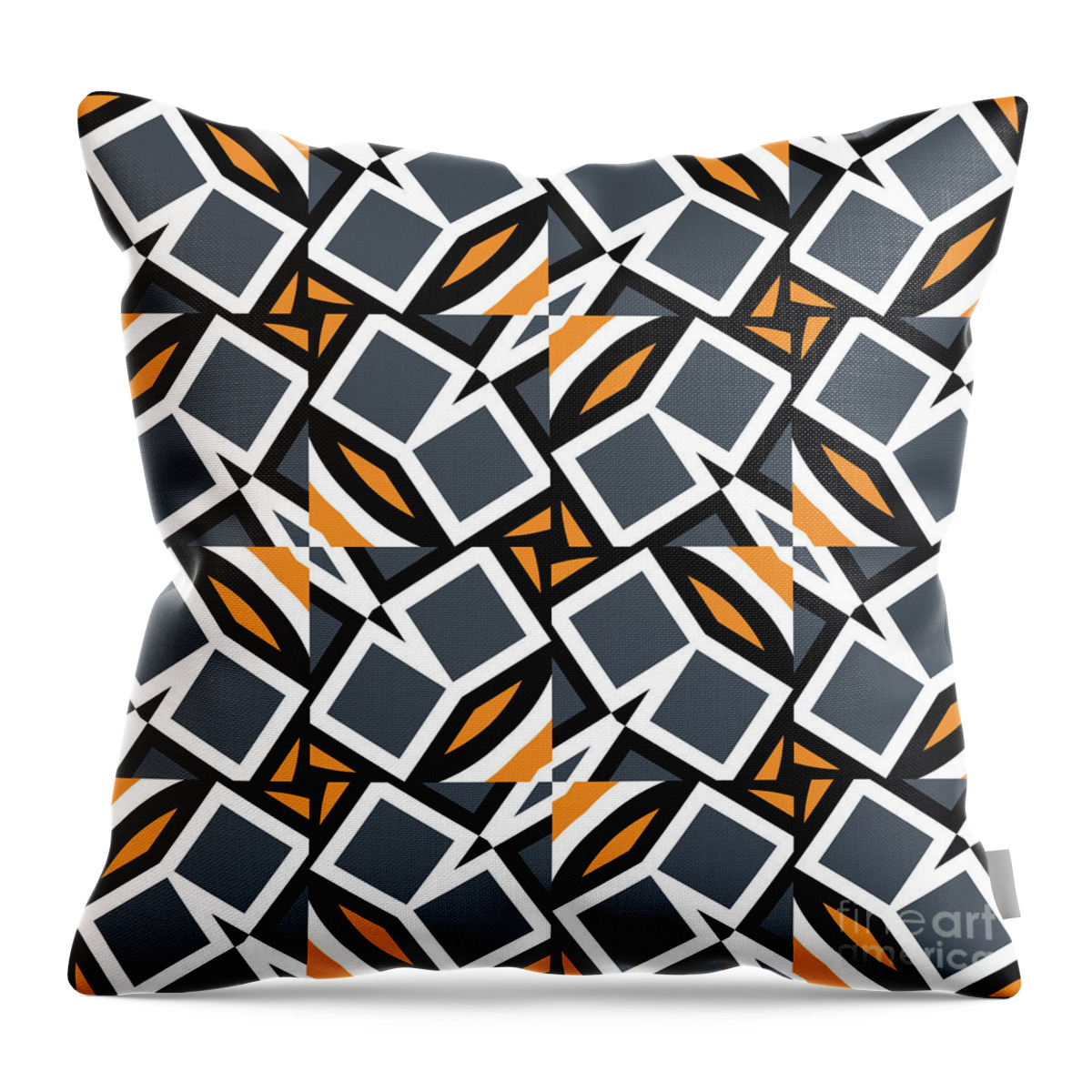 Design Throw Pillow featuring the digital art Geometric Pattern 2600 - Grey Orange by Philip Preston