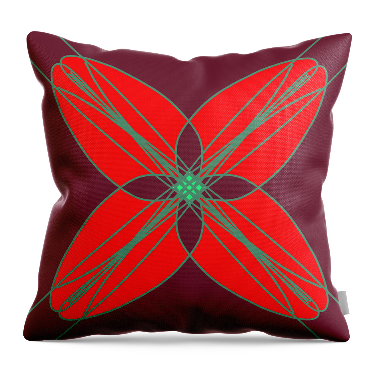 Decorative Illustration Throw Pillow featuring the digital art Geometrical Pattern - Red Flower by Patricia Awapara