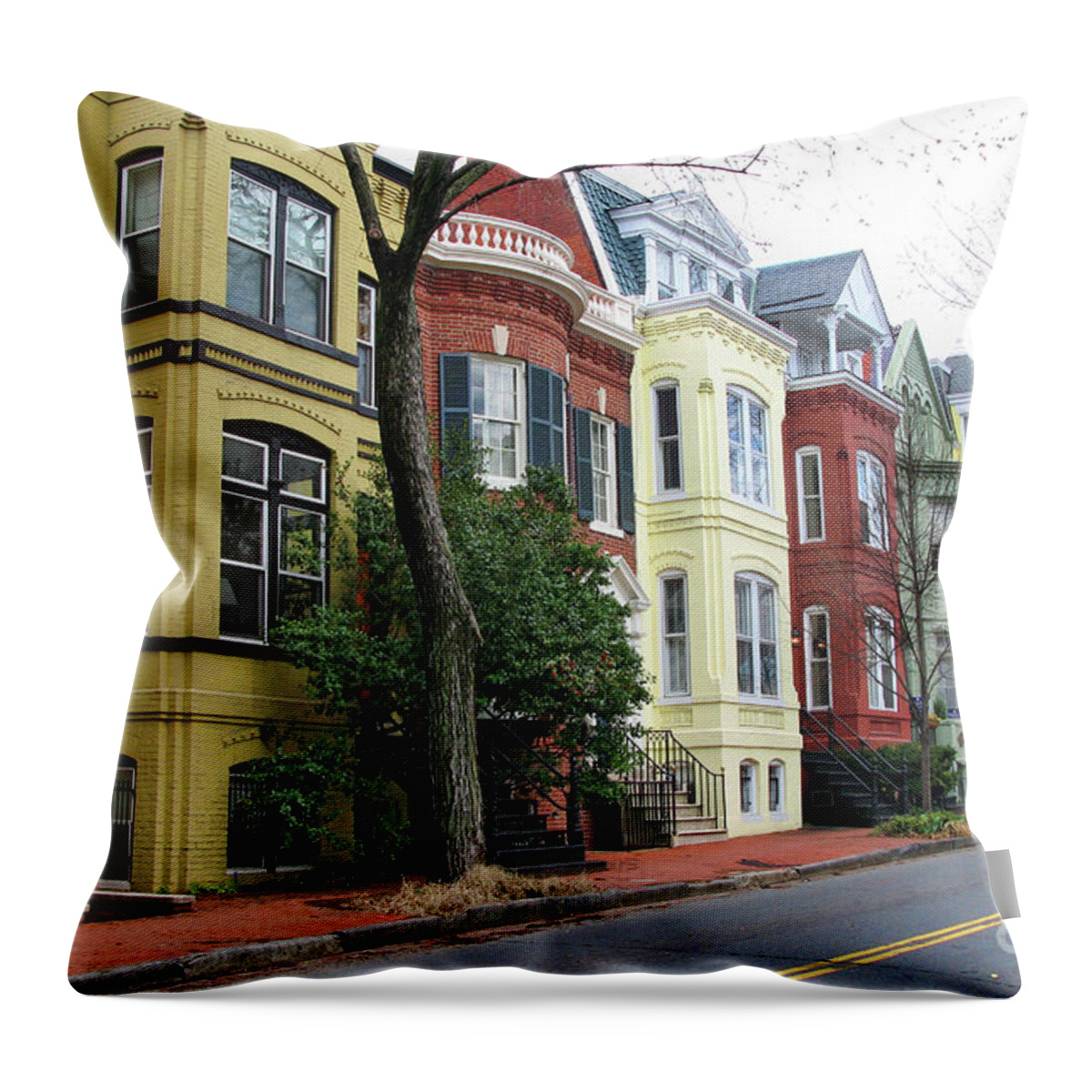 Georgetown Throw Pillow featuring the photograph Georgetown Row Houses 2541 by Jack Schultz