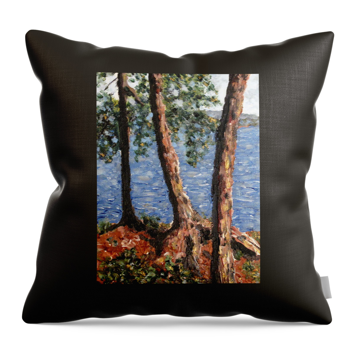 Pines Throw Pillow featuring the painting Georgian Bay Jack Pines by Ian MacDonald