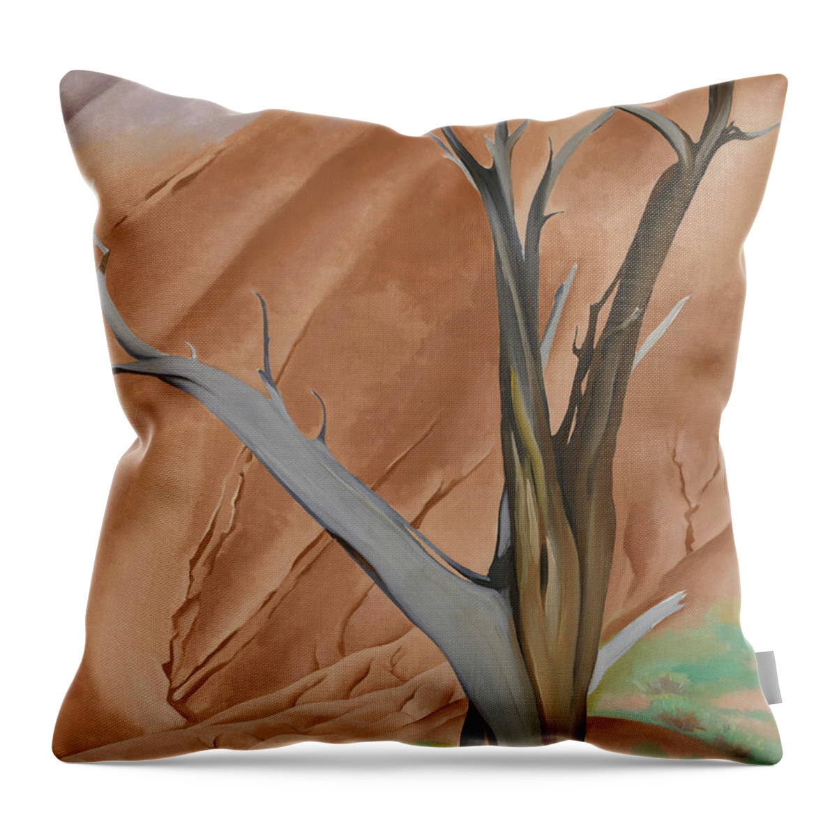 Georgia O'keeffe Throw Pillow featuring the painting Gerald's Tree I. by Georgia O'Keeffe
