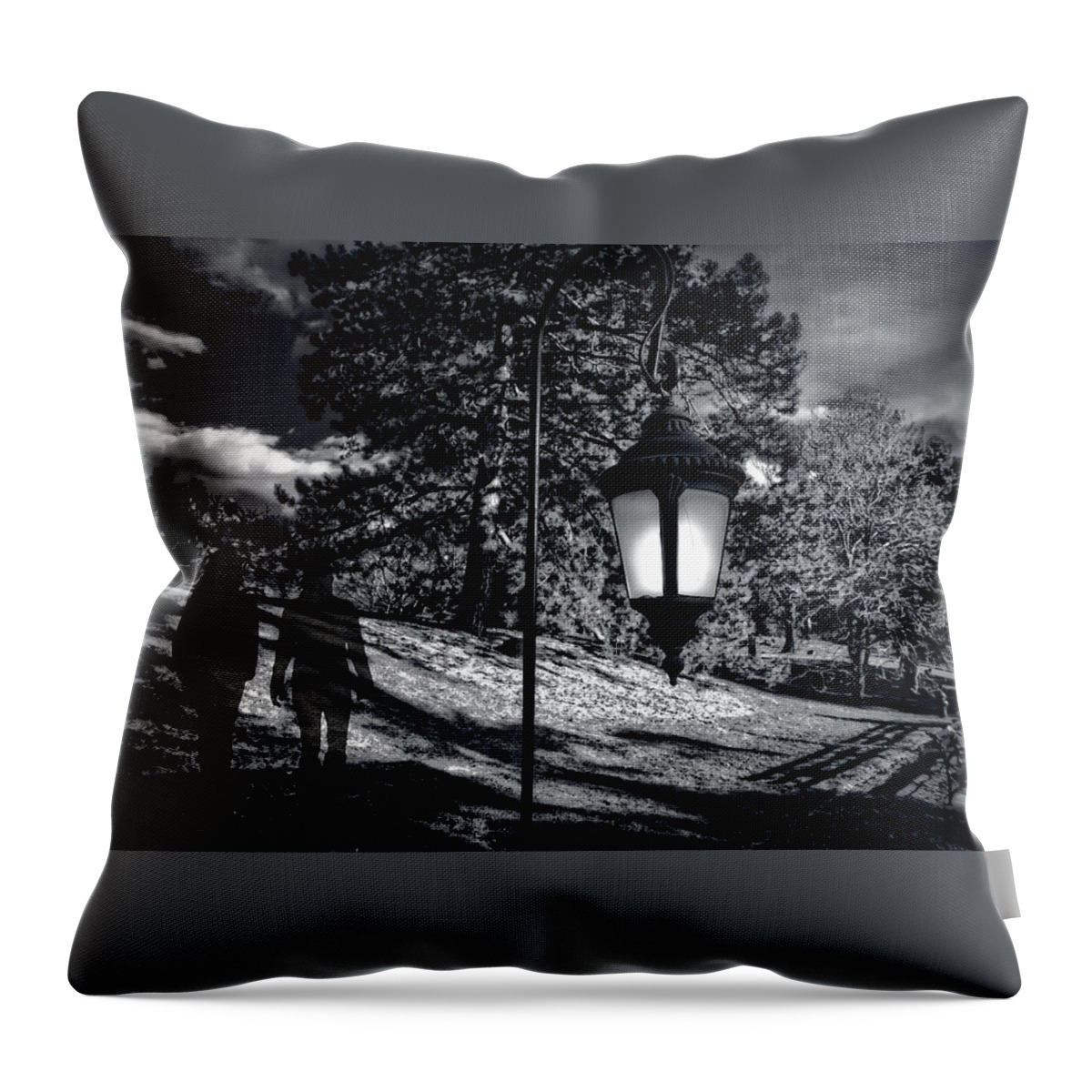 Ghost Throw Pillow featuring the digital art Ghost Couple Walking in Park by Russel Considine
