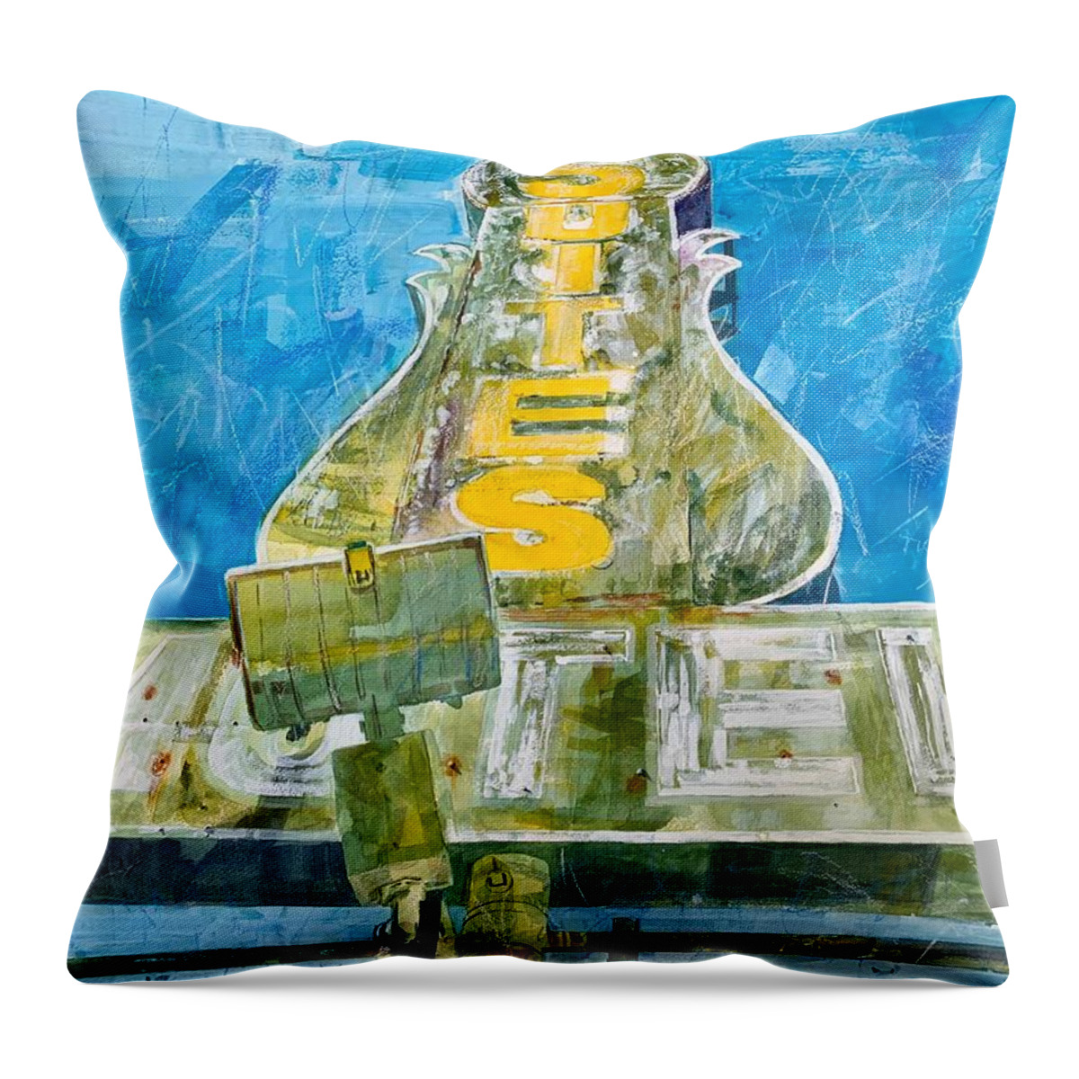 Signs Throw Pillow featuring the painting Ghost Motel by Lisa Tennant