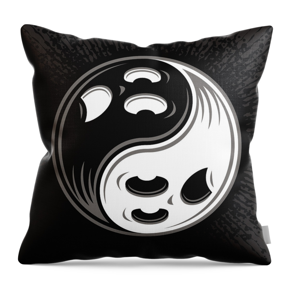 Balance Throw Pillow featuring the digital art Ghost Yin Yang Black and White by John Schwegel