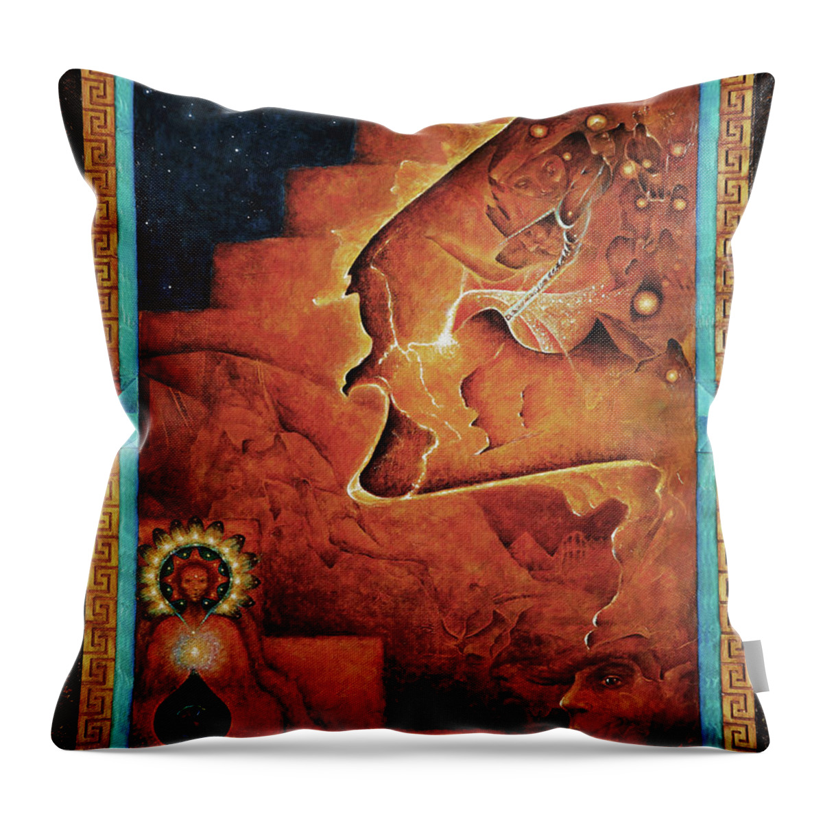 Native American Throw Pillow featuring the painting Gifts of the Spirit by Kevin Chasing Wolf Hutchins