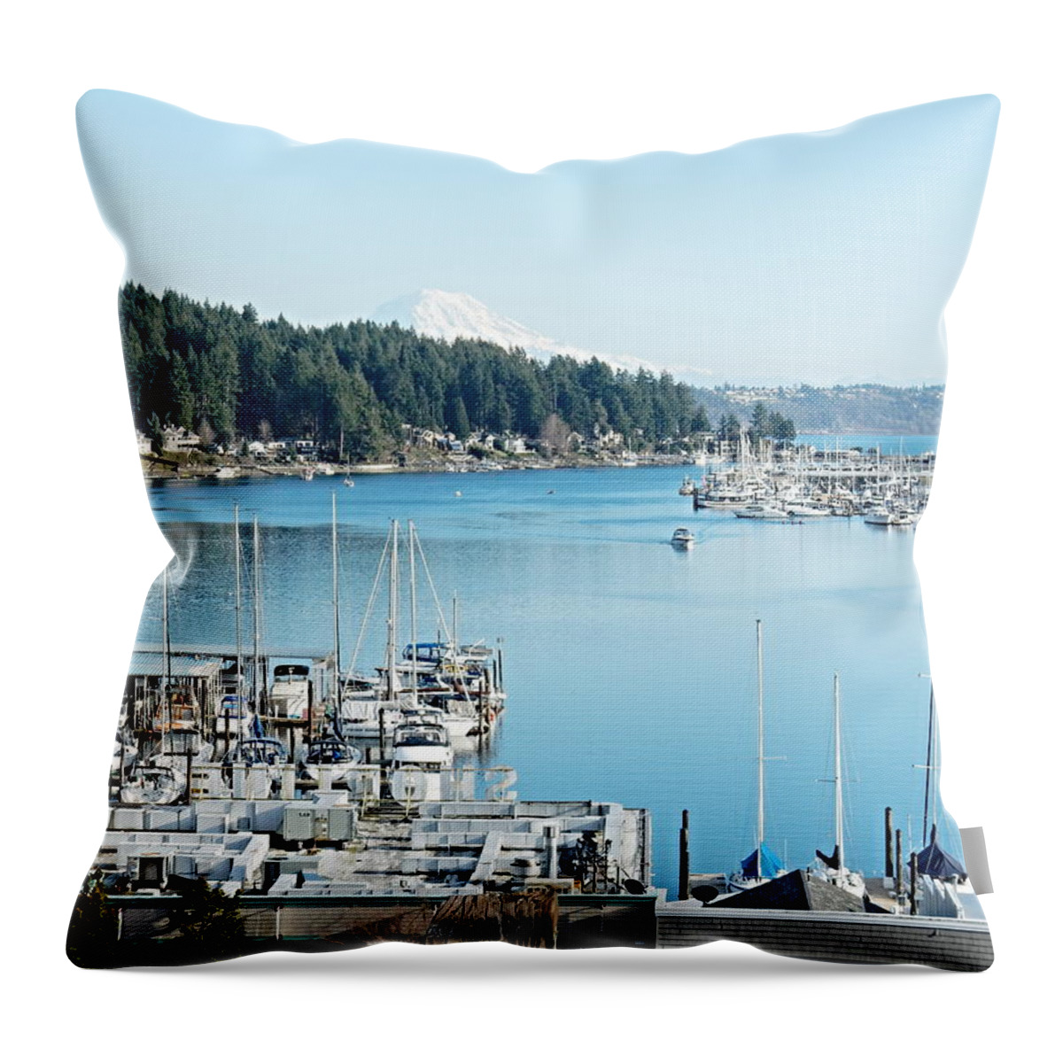 Boats Throw Pillow featuring the photograph Gig Harbor by Bill TALICH