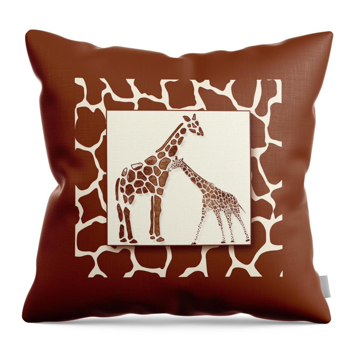 A Sweet Giraffe Pair Throw Pillow featuring the digital art Giraffe Pair by Doreen Erhardt