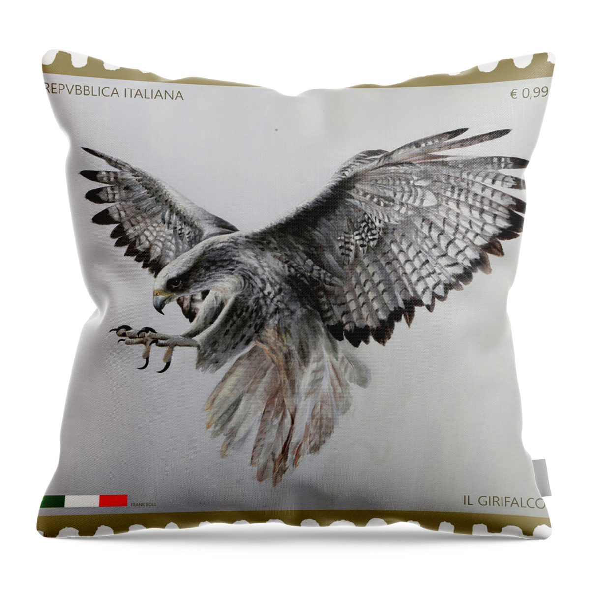 Girifalco Stamp Throw Pillow featuring the painting Girifalcobollo by Guido Borelli
