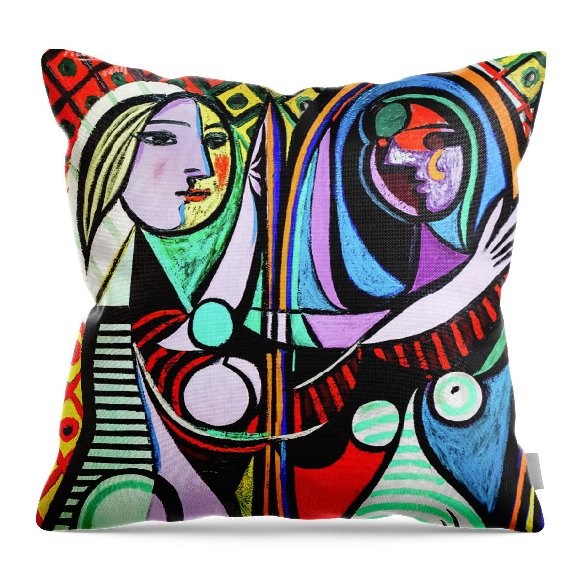 Girl Before A Mirror Throw Pillow featuring the painting Girl Before a Mirror 1932 by Pablo Picasso by Pablo Picasso