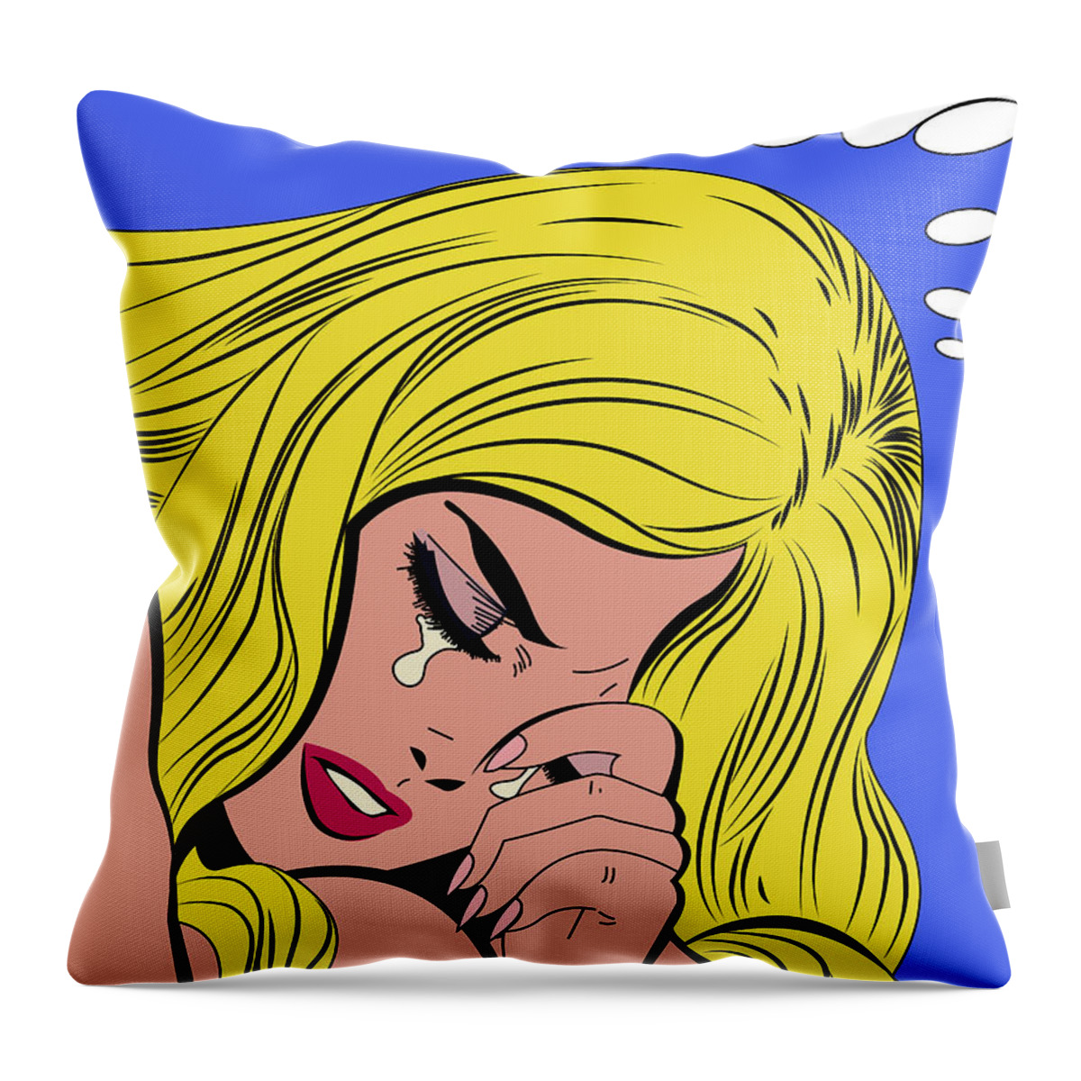 Popart Throw Pillow featuring the digital art Girl Cry for Pizza by Long Shot