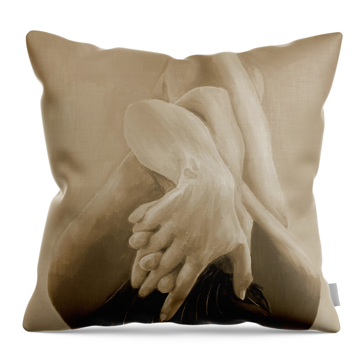Nude Throw Pillow featuring the painting Girl in a pose by Gull G