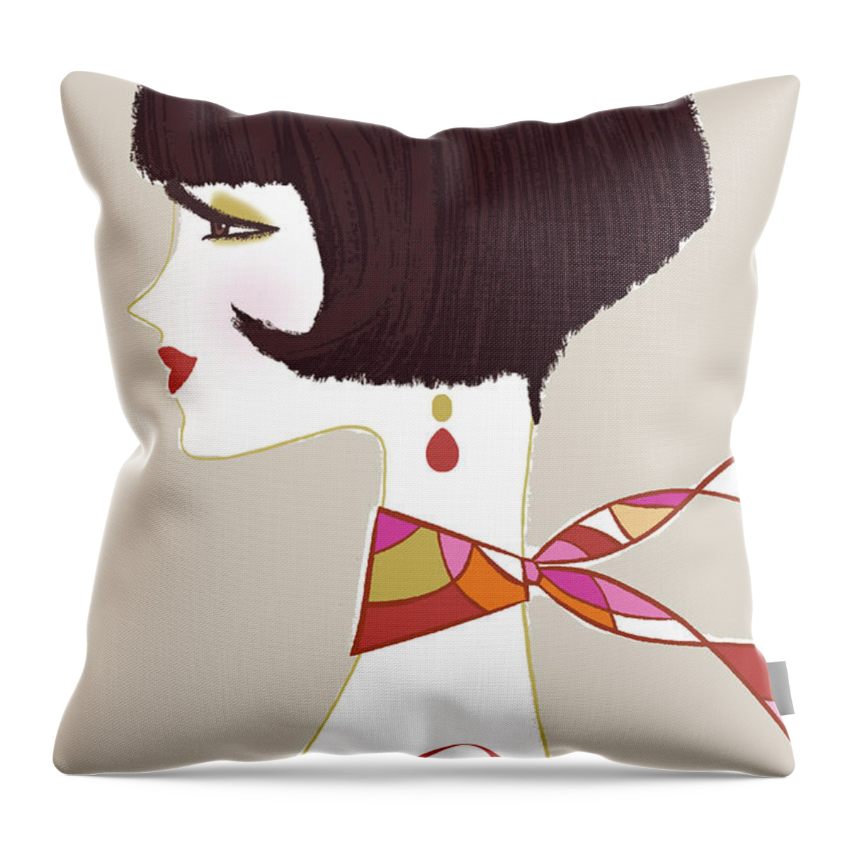 Pucci Throw Pillow featuring the digital art Girl with Pucci scarf by Mary Lynn Blasutta