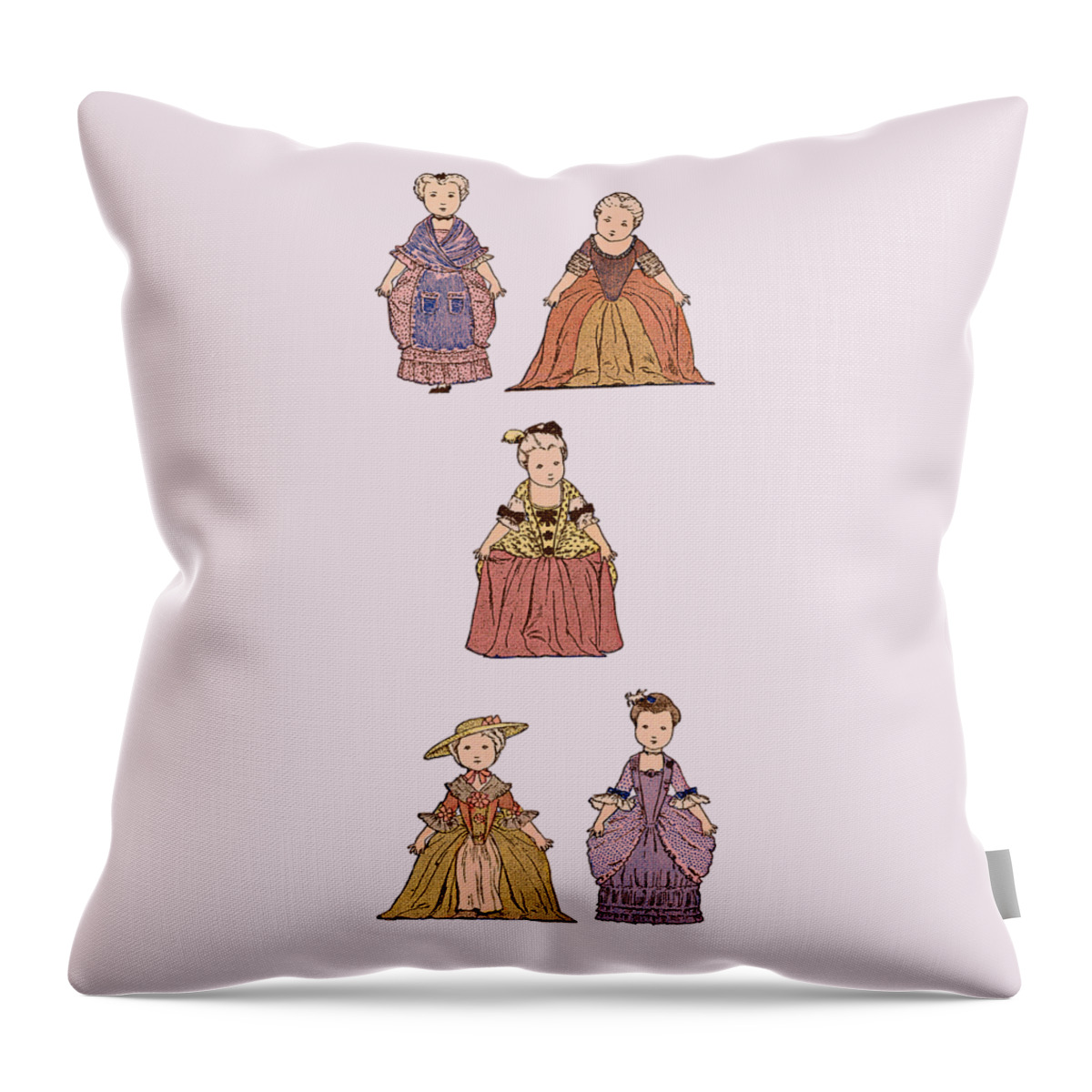 Girl Throw Pillow featuring the digital art Girls With Elegant Victorian Dresses by Madame Memento
