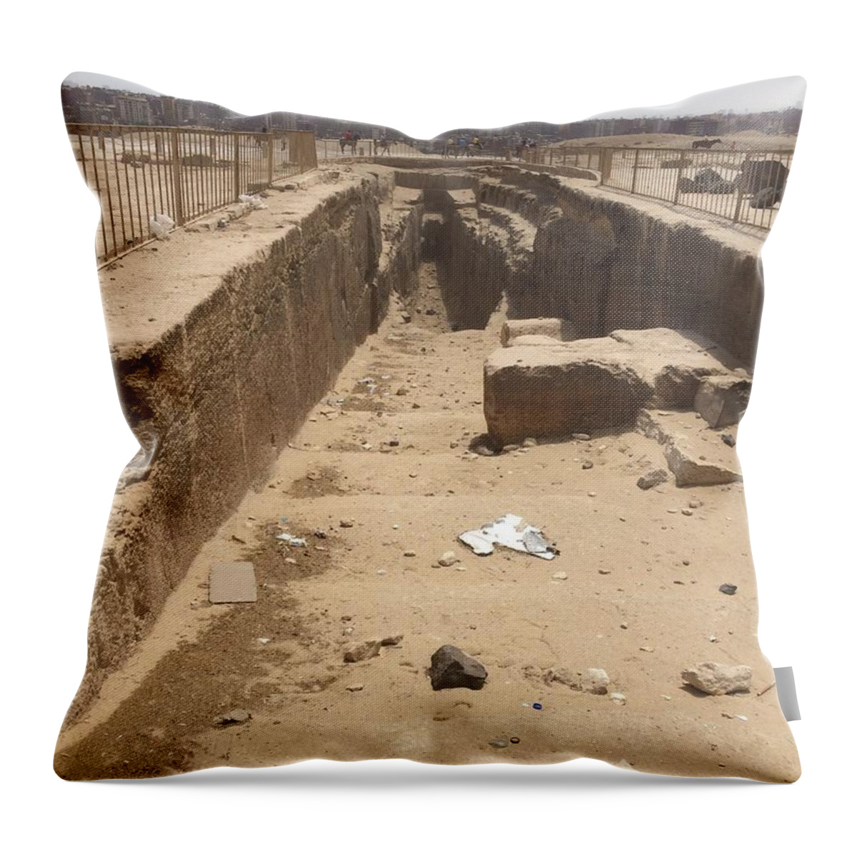 Giza Throw Pillow featuring the photograph Giza Boat Pit by Trevor Grassi