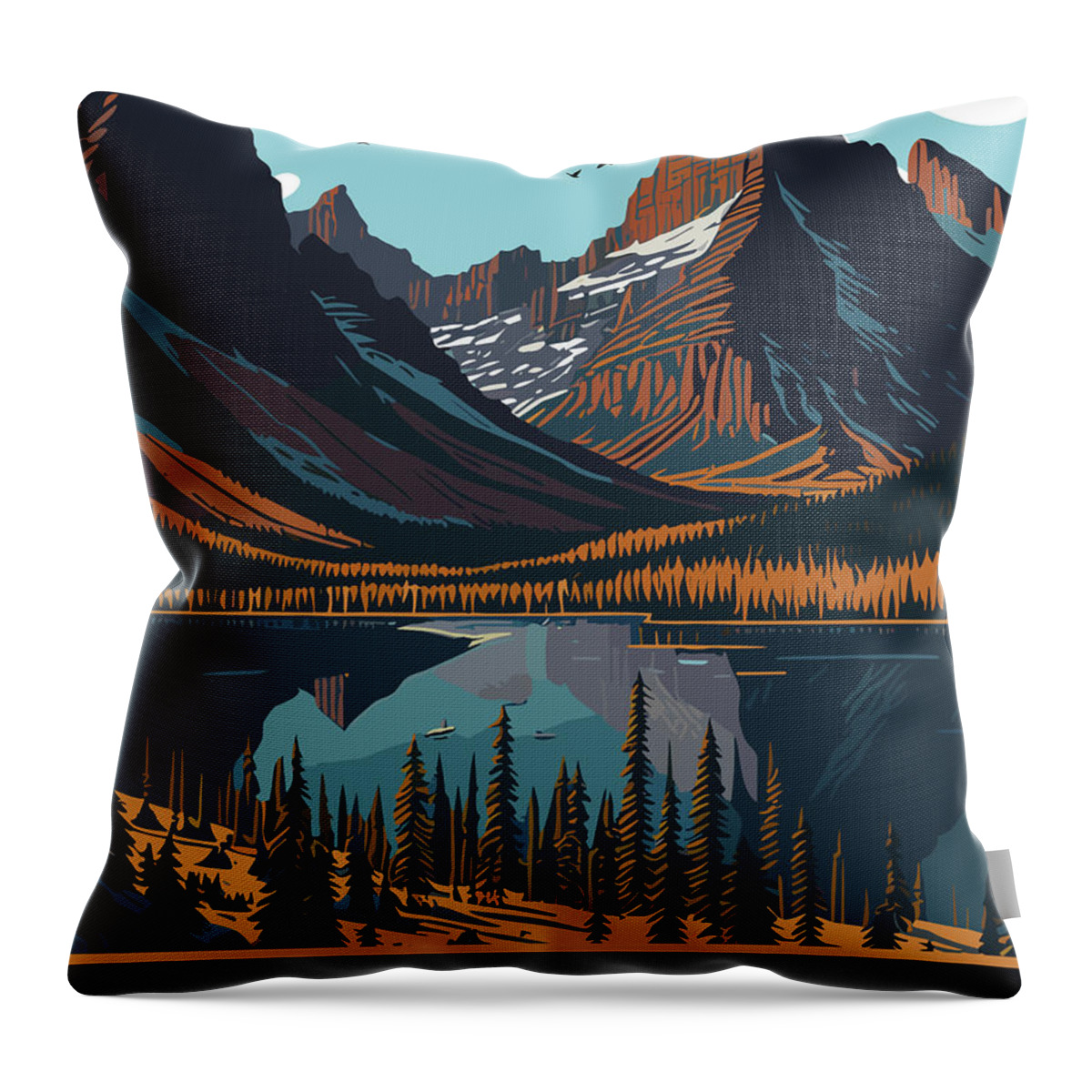 Glacier Throw Pillow featuring the digital art Glacier National Park, MT by Long Shot