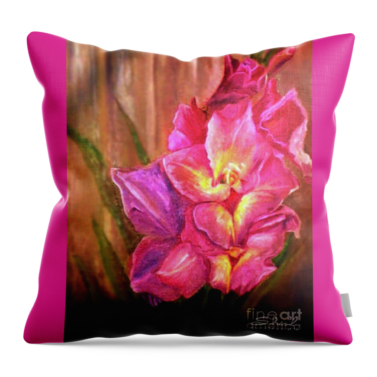 Light Red Throw Pillow featuring the painting Gladiolas by Sherril Porter