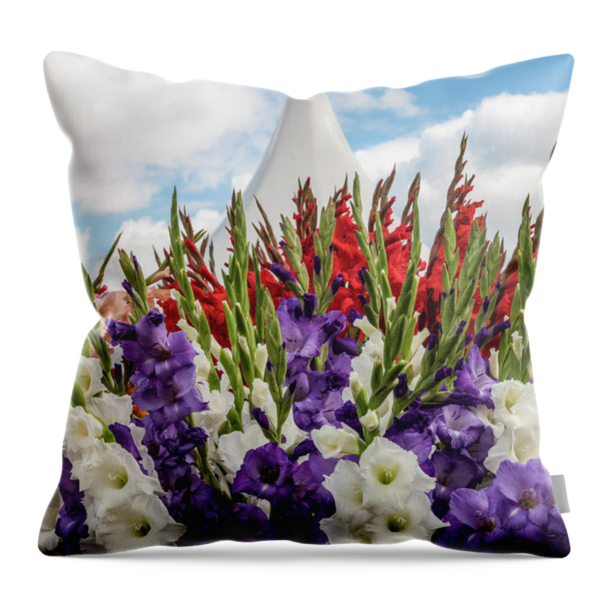 Vertical Throw Pillow featuring the photograph Gladioli Mount Everest by Catherine Sullivan