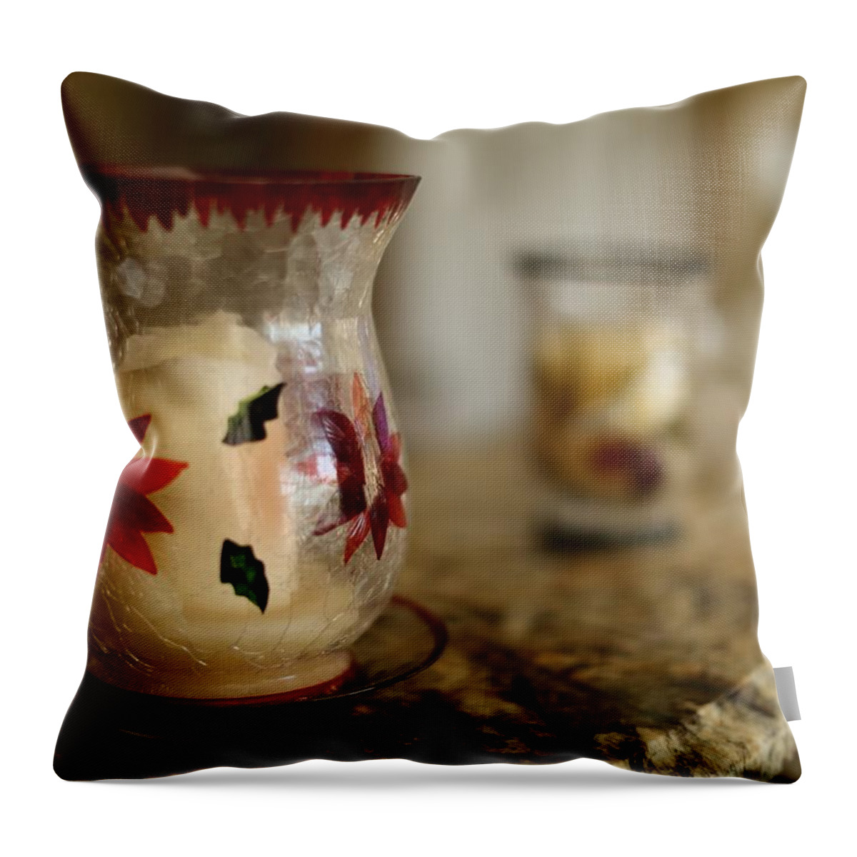 Glass Candle Holders Throw Pillow featuring the photograph Glass Candle Holders by Mingming Jiang