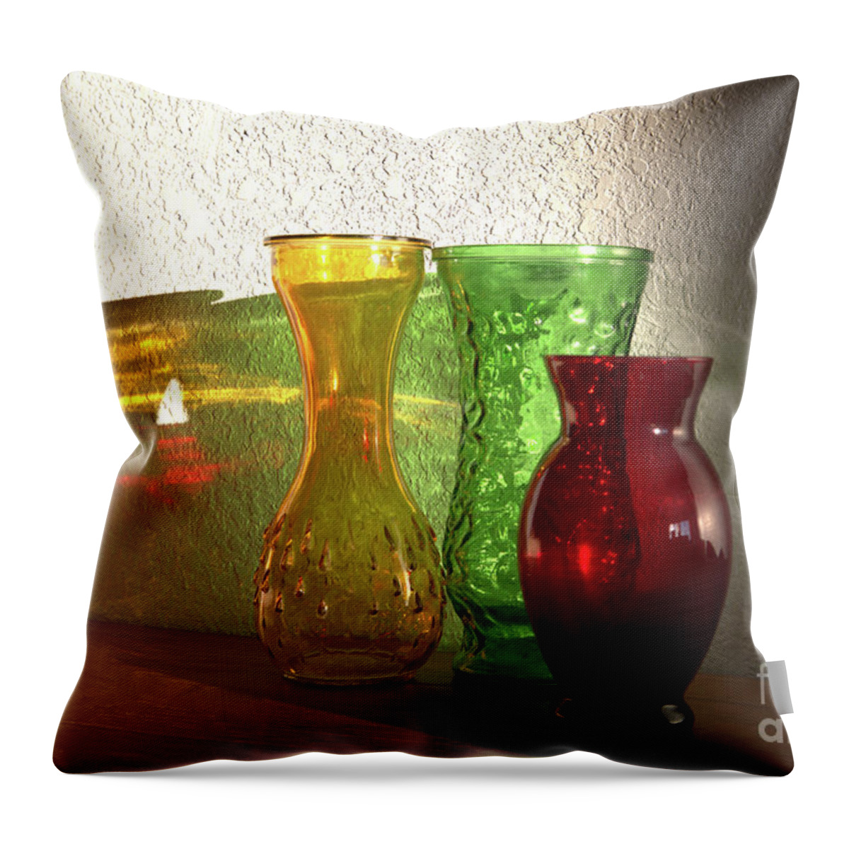 Glass Throw Pillow featuring the photograph Glass Vase Reflections by Kae Cheatham