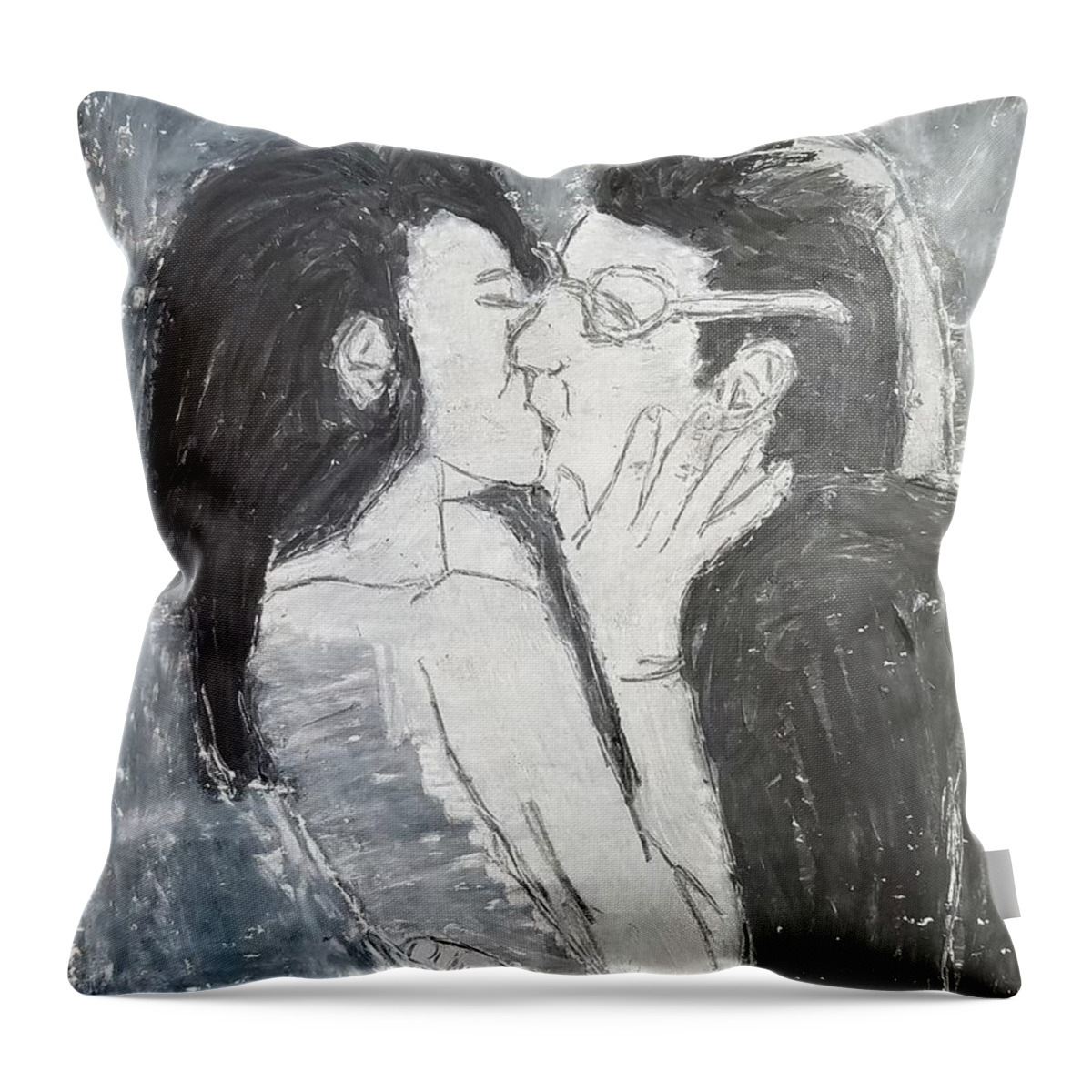  Throw Pillow featuring the painting Glasses Askew by Mark SanSouci