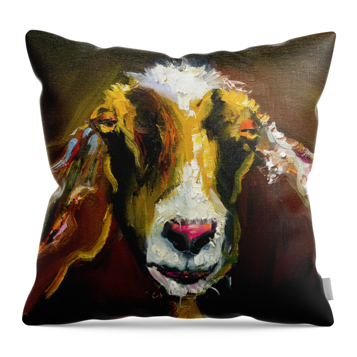 Goat Throw Pillow featuring the painting Glory Goat by Diane Whitehead