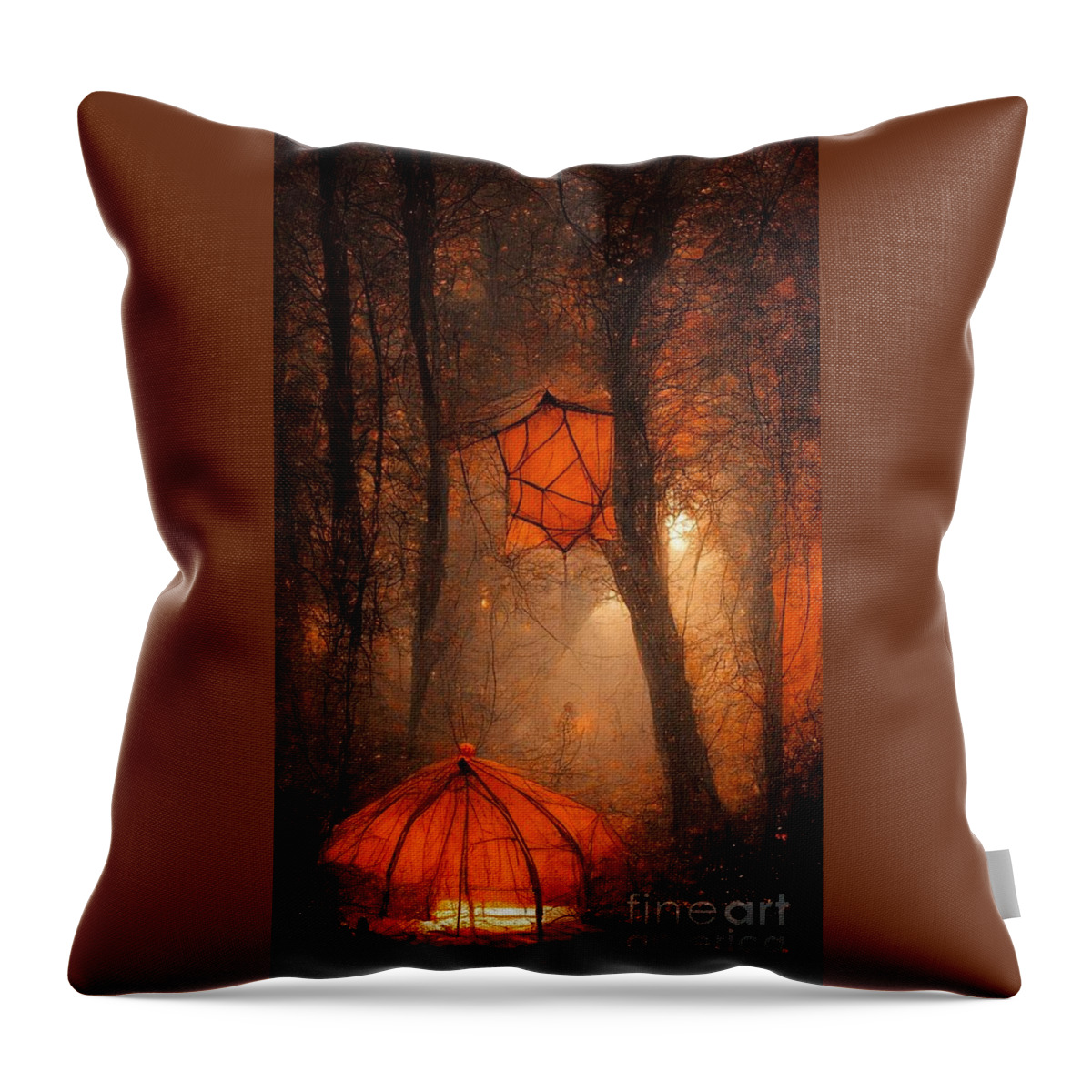 Ai Throw Pillow featuring the digital art Glowing cocoons by Martine Roch