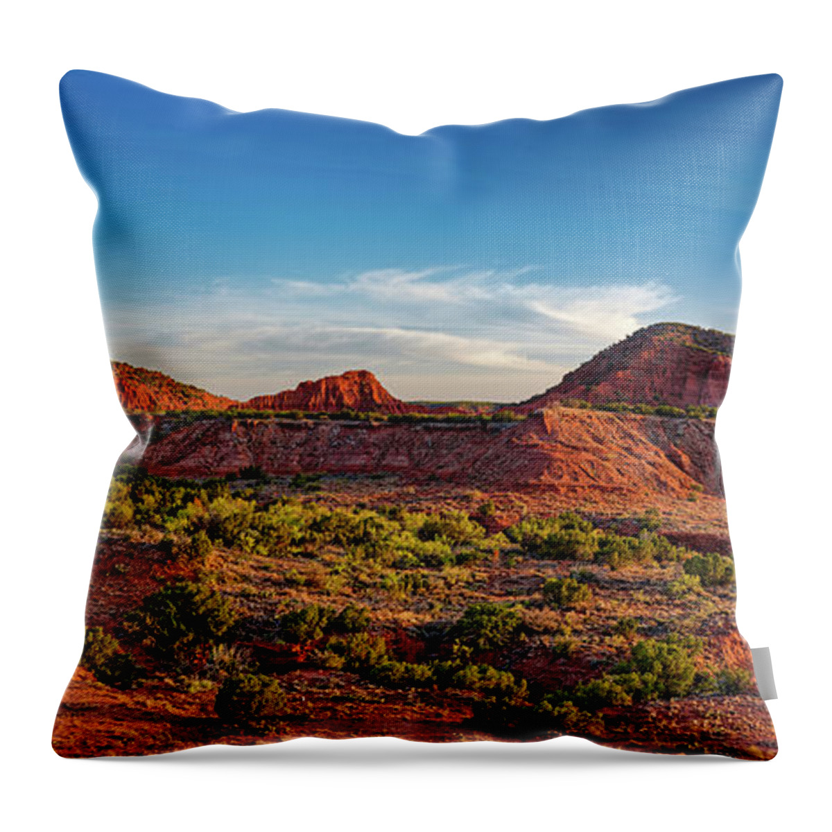 Caprock Canyons Throw Pillow featuring the photograph Glowing Red Sandstone at Sunrise - Caprock Canyon State Park - Quitaque Texas Panhandle by Silvio Ligutti