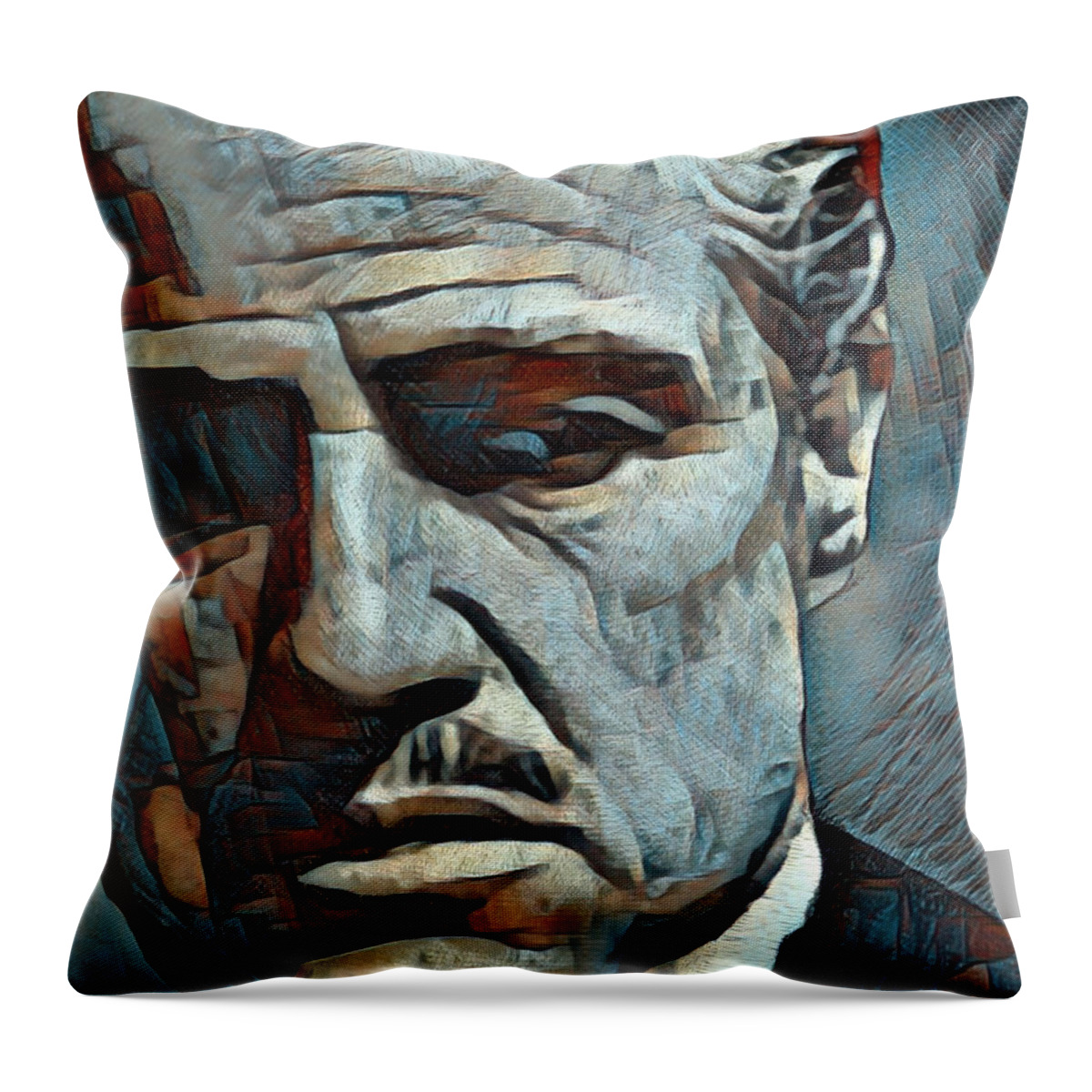 Marlon Brando Throw Pillow featuring the painting Godfather Marlon Brando 2 by Tony Rubino