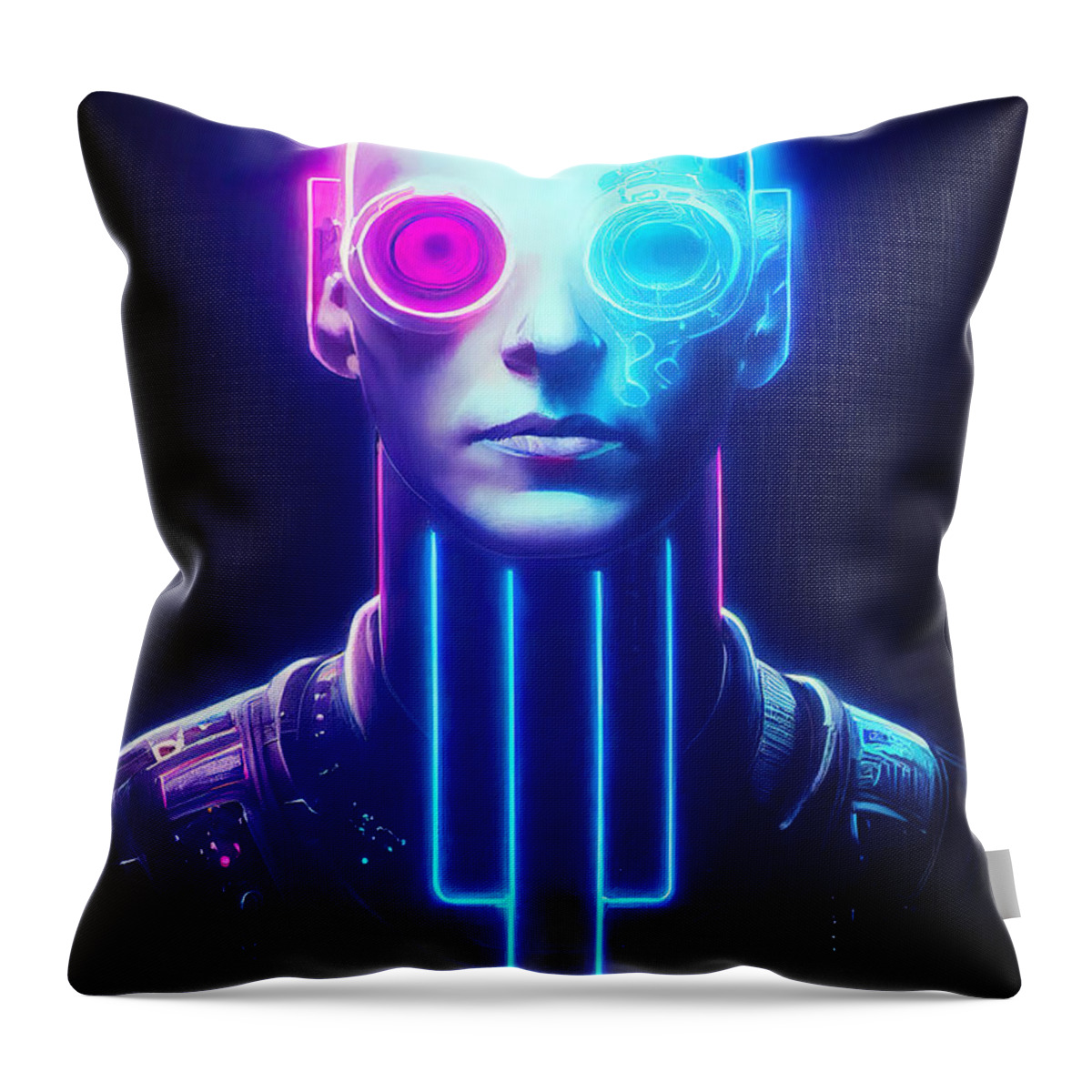 Man Throw Pillow featuring the painting Gods of Cyberspace, 05 by AM FineArtPrints