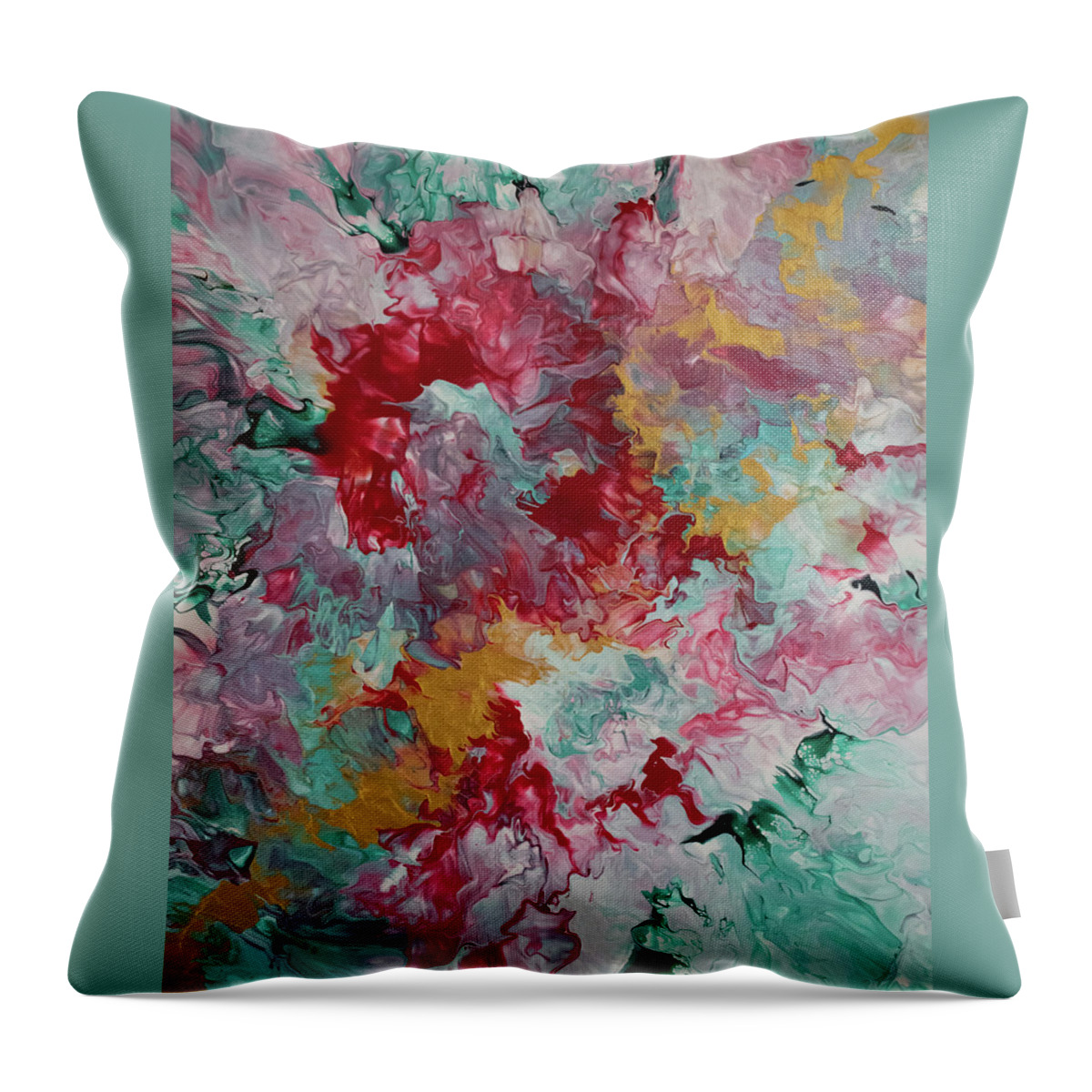 Pour Throw Pillow featuring the mixed media Gold and Rose by Aimee Bruno