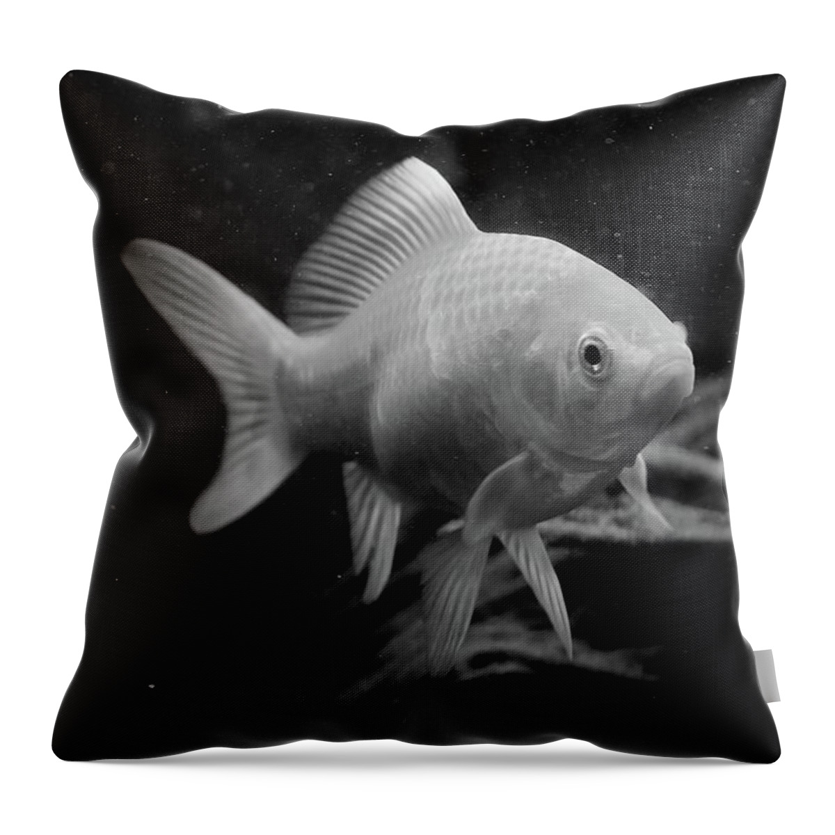 Goldfish Throw Pillow featuring the photograph Gold in Mono by Neil R Finlay