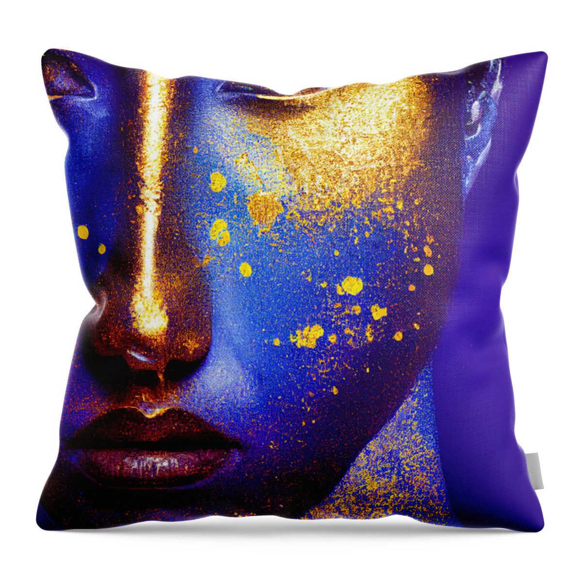 Golden Throw Pillow featuring the digital art Golden Blues by Craig Boehman