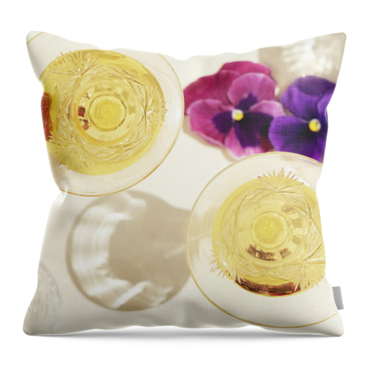 Glass Throw Pillow featuring the photograph Golden Champagne by Anastasy Yarmolovich