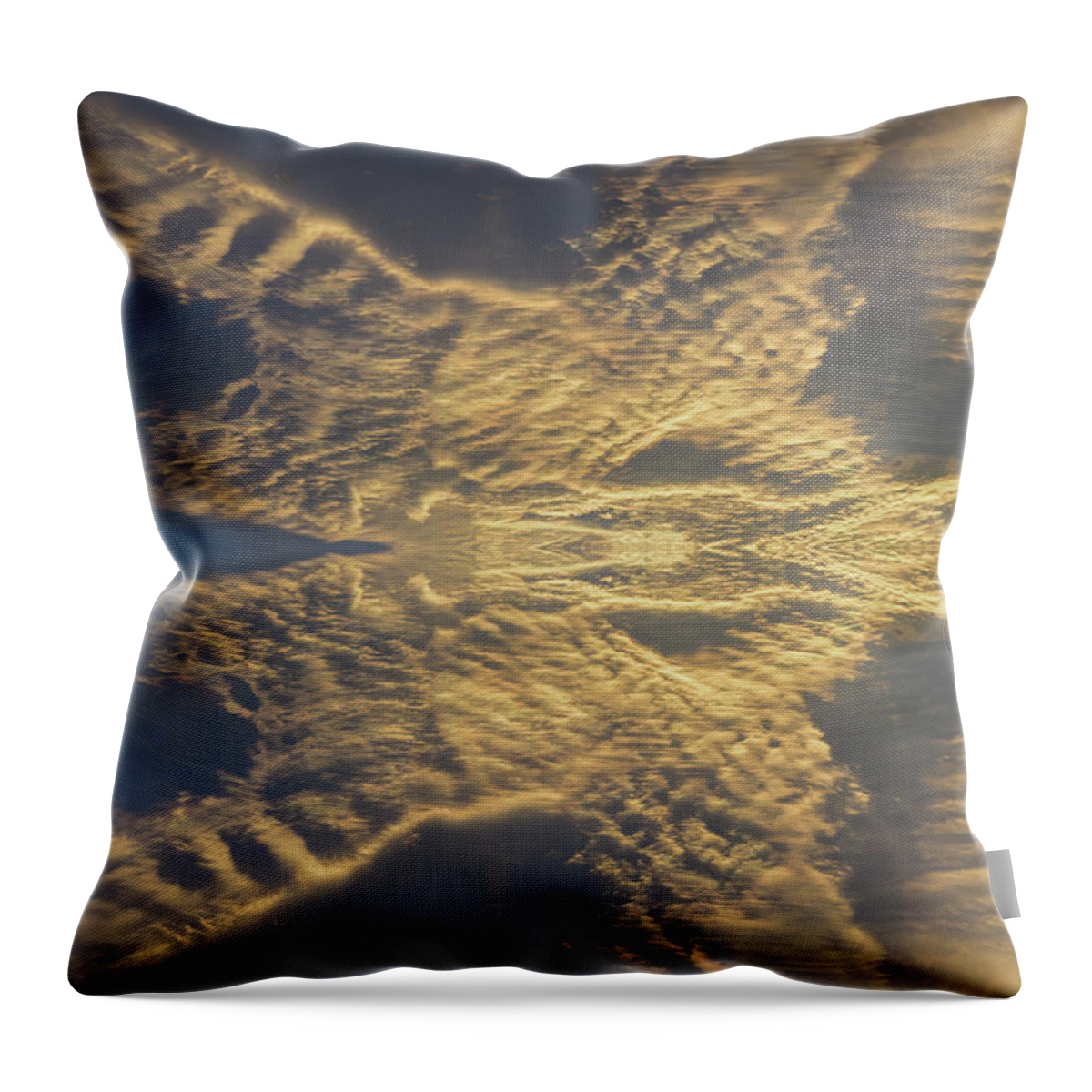Clouds Throw Pillow featuring the digital art Golden clouds in the sunset sky 3 by Adriana Mueller