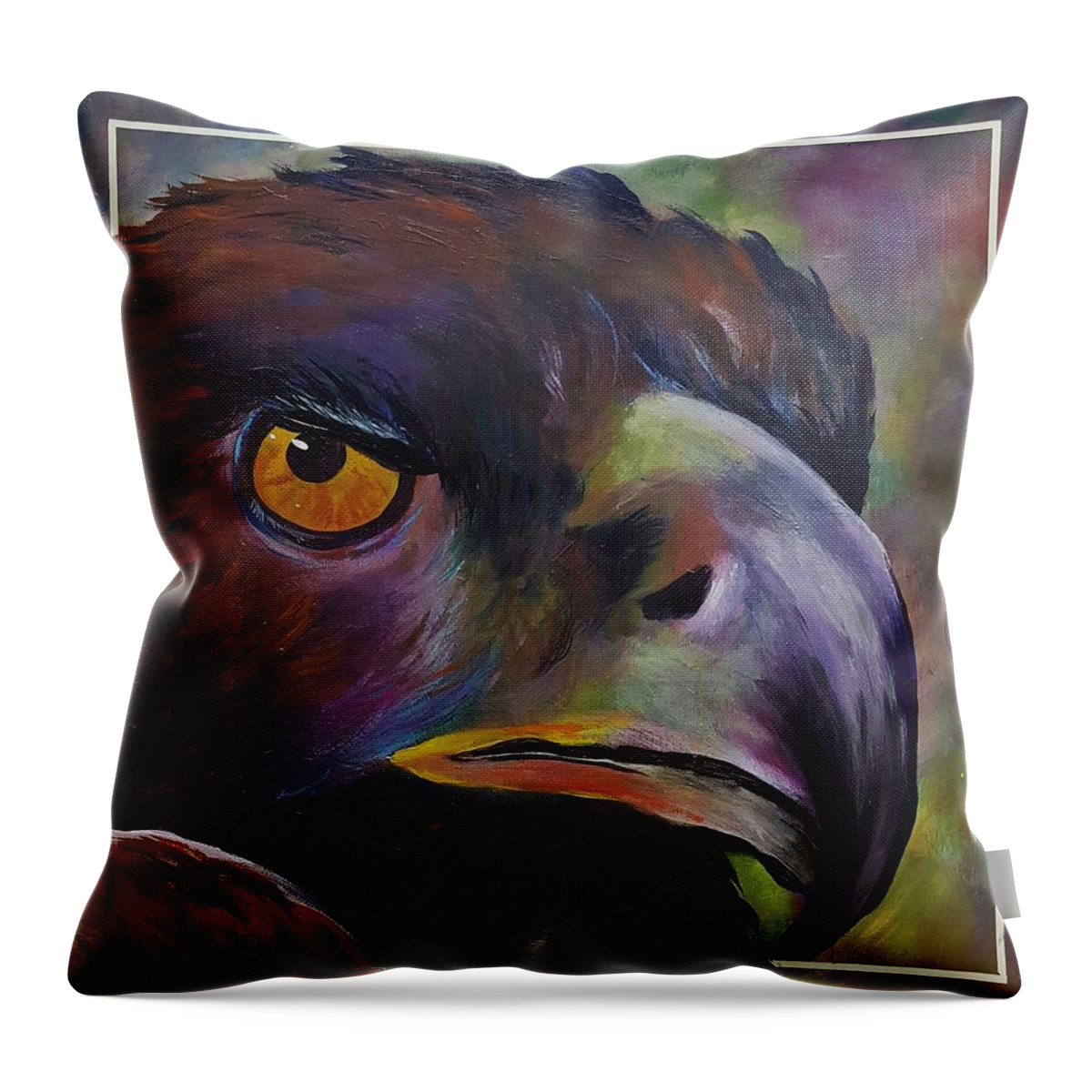 Golden Eagle Throw Pillow featuring the painting Golden Eagle #5 by Cheryl Nancy Ann Gordon
