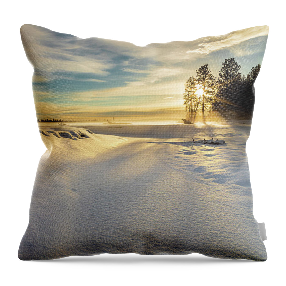 Sunrise Throw Pillow featuring the photograph Golden Haze by Mike Lee