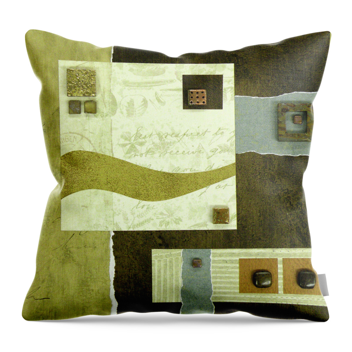 Mixed-media Throw Pillow featuring the mixed media Golden Moment by MaryJo Clark